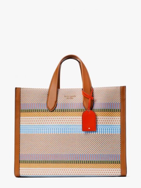 Kate Spade Women's Yellow Multi Manhattan Striped Large Tote | Ireland Outlet