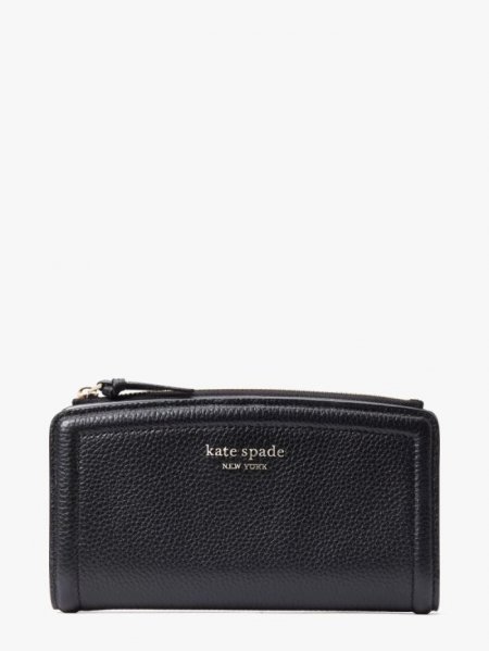 Kate Spade Women's Black Knott Zip Slim Wallet | New Arrivals