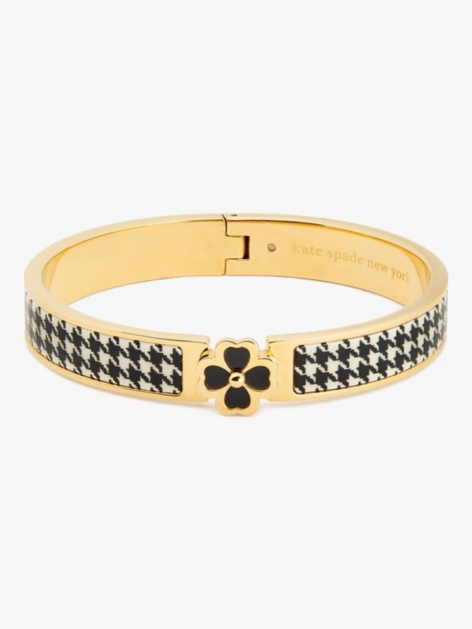 Kate Spade Women's Houndstooth Heritage Spade Flower Hinged Bangle | Special Offer