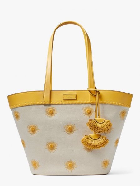 Kate Spade Women's Morning Light Multi The Pier Embroidered Canvas Medium Tote | Ireland Outlet