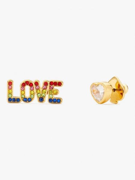 Kate Spade Women's Multi Rainbow Love Asymmetrical Studs | Free Shipping