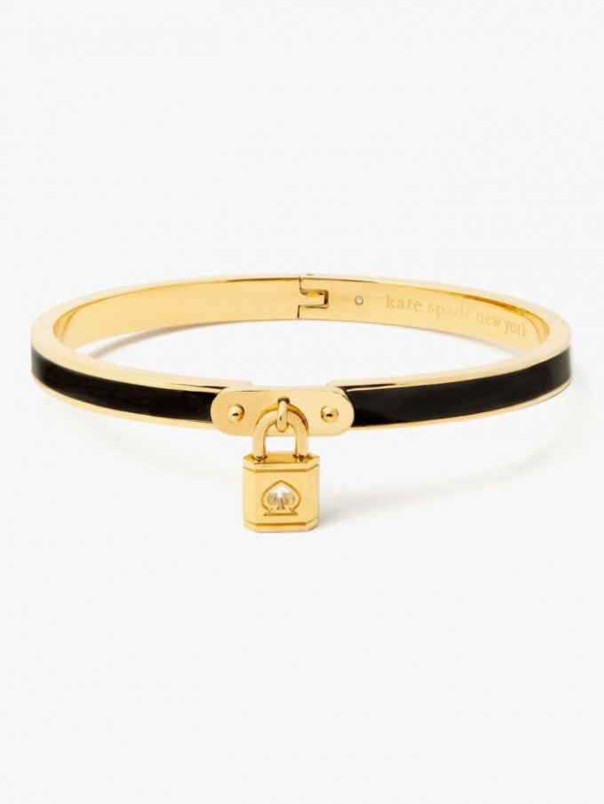 Kate Spade Women's Black Lock And Spade Charm Bangle | Special Offer