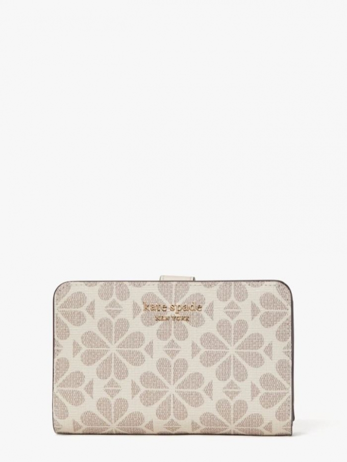 Kate Spade Women's Parchment Multi Spade Flower Coated Canvas Compact Wallet | New Arrivals