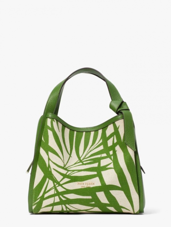 Kate Spade Women's Bitter Greens Multi Knott Palm Canvas Medium Crossbody Tote | Ireland Outlet