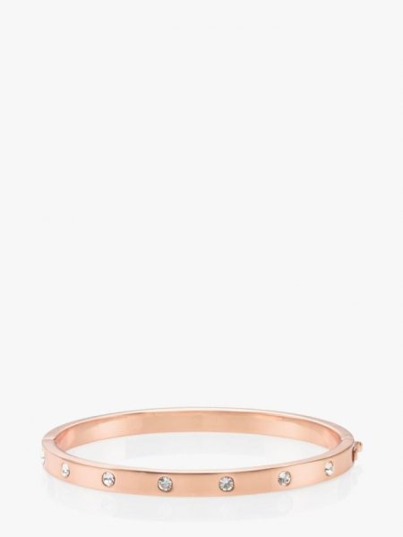 Kate Spade Women's Clear/Rose Gold Set In Stone Enamel Stone Hinged Bangle | Special Offer