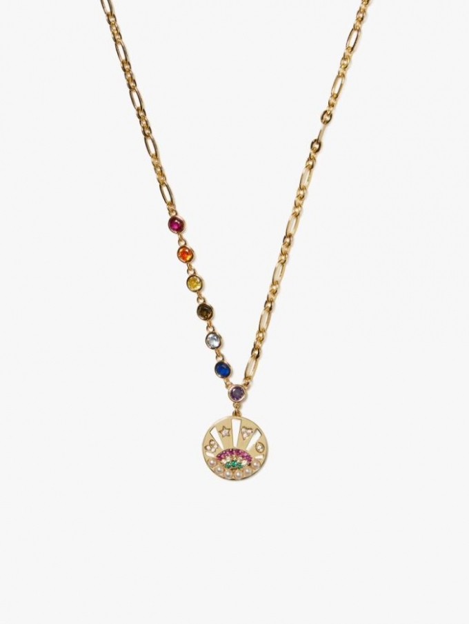 Kate Spade Women's Multi Rainbow Medallion Pendant | Special Offer