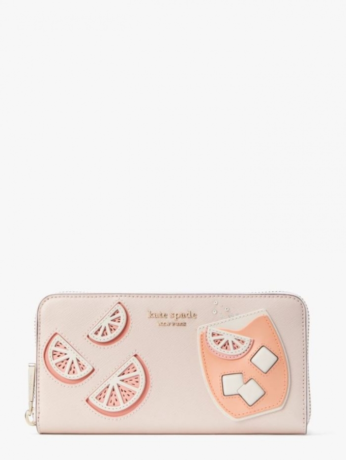 Kate Spade Women's Pale Dogwood Tini Embellished Zip-Around Continental Wallet | New Arrivals