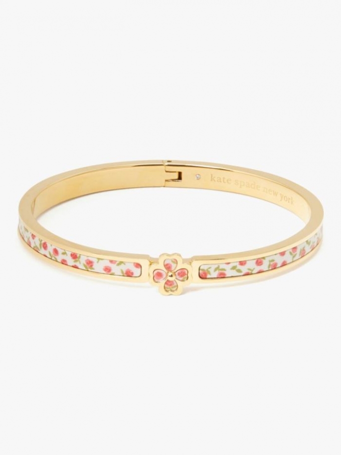 Kate Spade Women's Cream Ditsy Rose Heritage Spade Flower Metal Thin Hinged Bangle | Special Offer