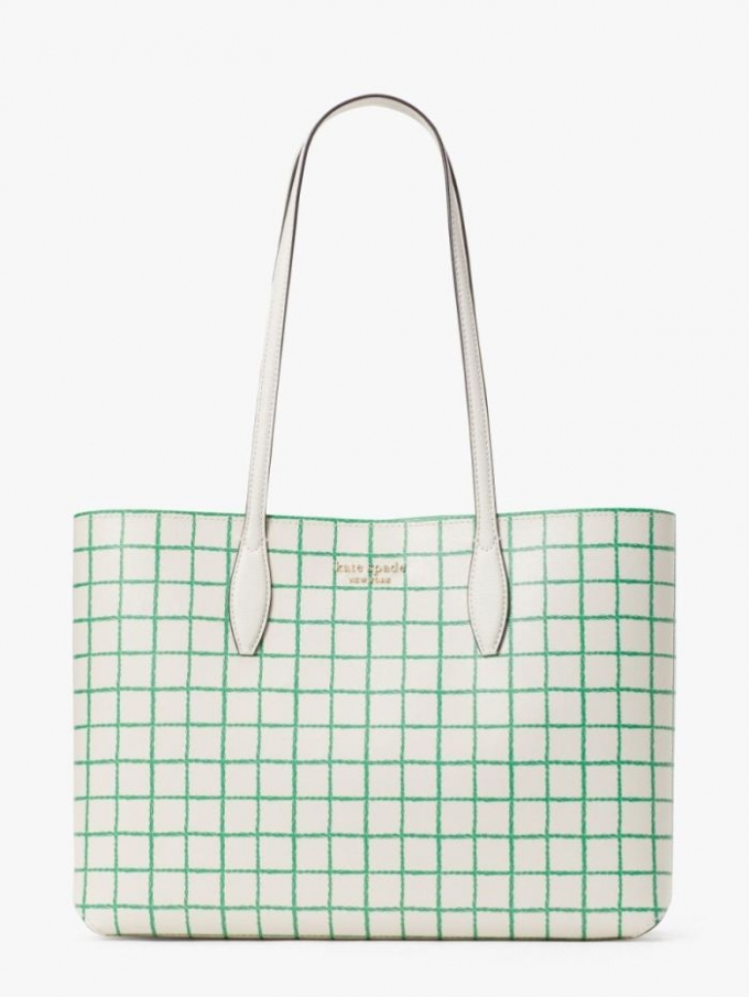 Kate Spade Women's Parchment Multi All Day Tennis Check Large Tote | Ireland Outlet