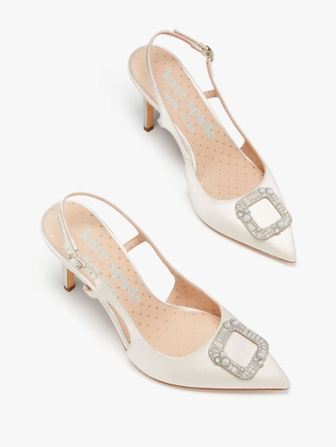 Kate Spade Women's Ivory Bridal Buckle Up Slingback Pumps | Online Sale