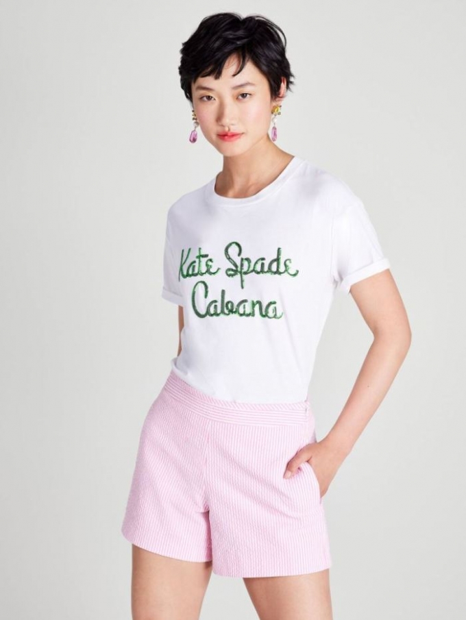 Kate Spade Women's Fresh White Cabana Logo Tee | Special Offer