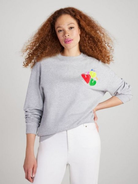 Kate Spade Women's Grey Melange. Hearts Sweatshirt | Special Offer