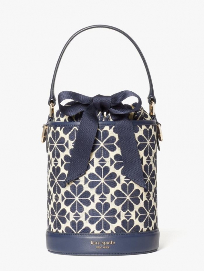 Kate Spade Women's Blue Multi Spade Flower Jacquard Picnic Small Bucket Bag | Ireland Outlet