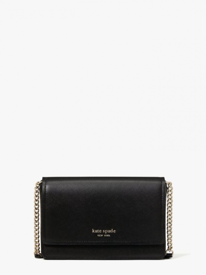 Kate Spade Women's Black Spencer Flap Chain Wallet | Ireland Outlet