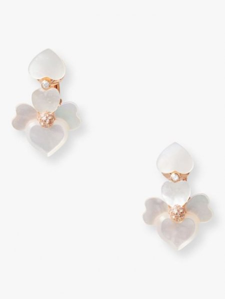 Kate Spade Women's Cream Multi/Rose Gold Precious Pansy Clip-On Drop Earrings | Free Shipping