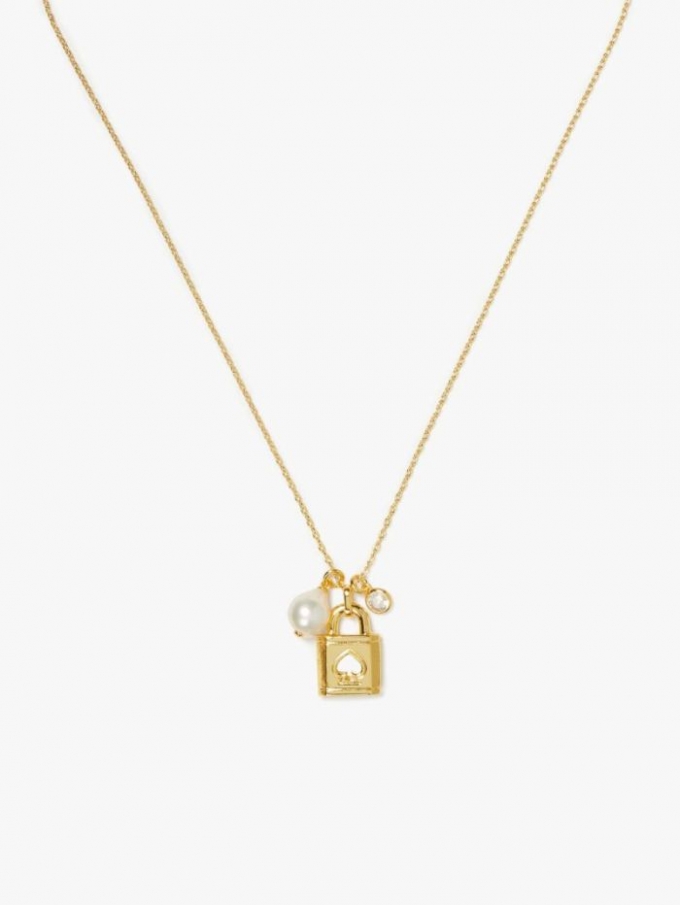 Kate Spade Women's Cream Multi Lock And Spade Charm Mini Pendant | Special Offer